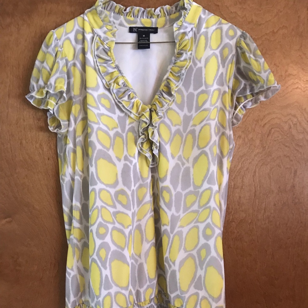 INC yellow and white top